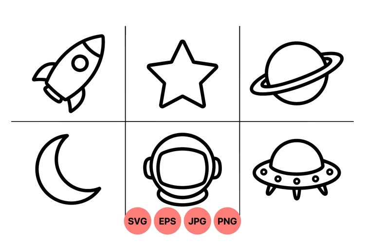 Minimalist Space Icon Line Art For Crafts