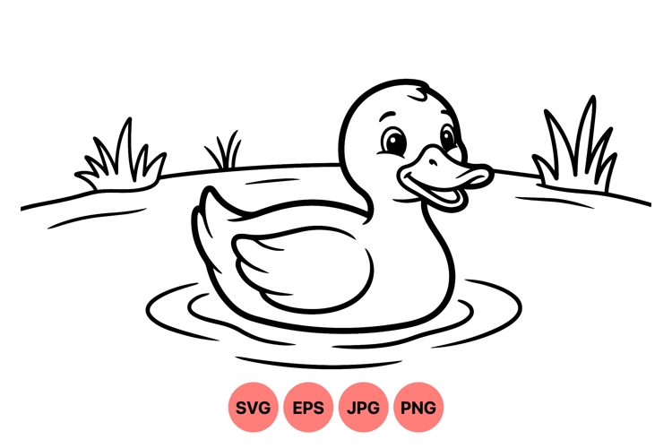 Black And White Duck Clipart  Image 2