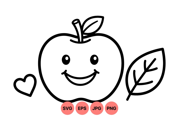 Smiling Apple Vector Clipart For Kids Crafts