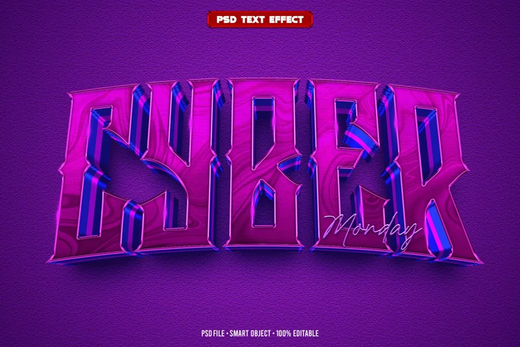 Cyber Monday 3D editable text effect