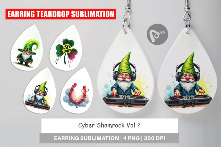 Cyber-Shamrock Neon Punk Earring