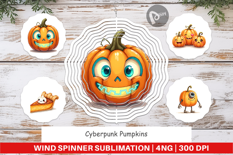 Cyberpunk Pumpkins Wind Spinner