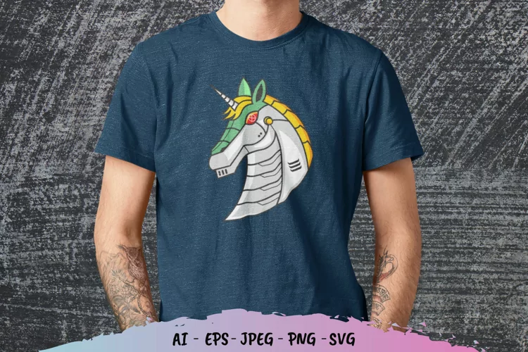 Cyborg Unicorn for T-Shirt Design SVG