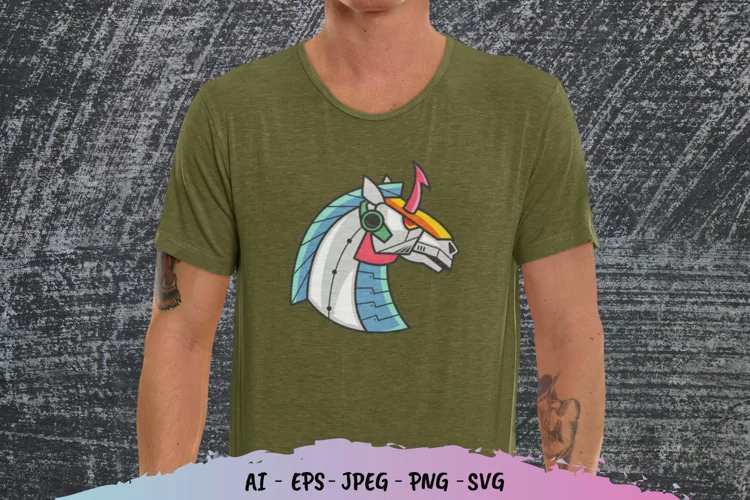 Cyborg Unicorn for T-Shirt Design SVG