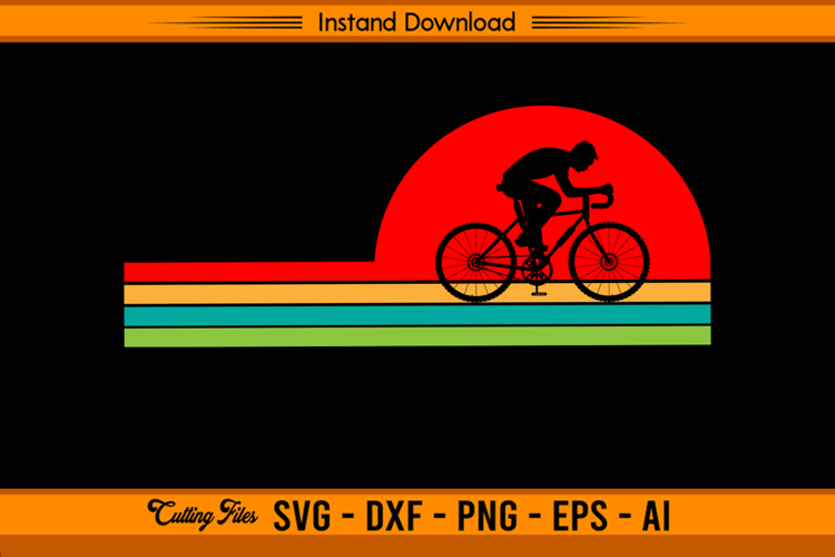 Retro Vintage Cycling Sunset Silhouette SVG Design