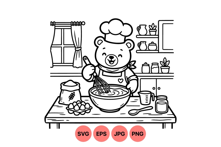 Bear Clipart Black and White Image 16