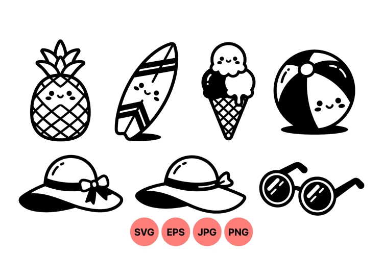 Hand Drawn Summer Clipart SVG For Crafts