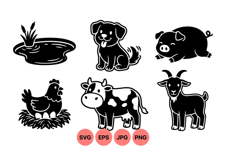 Farm Animal Silhouette SVG Clipart