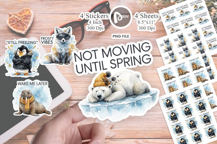 Cynical Arctic Animals Sticker example image 1