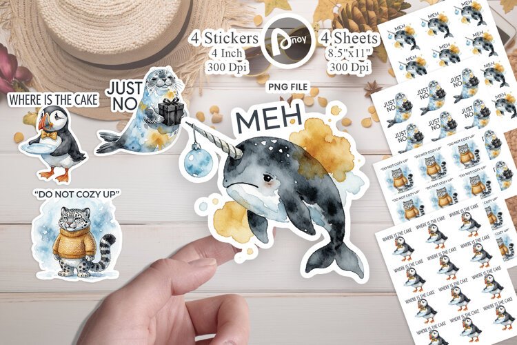Cynical Arctic Animals Sticker example image 1