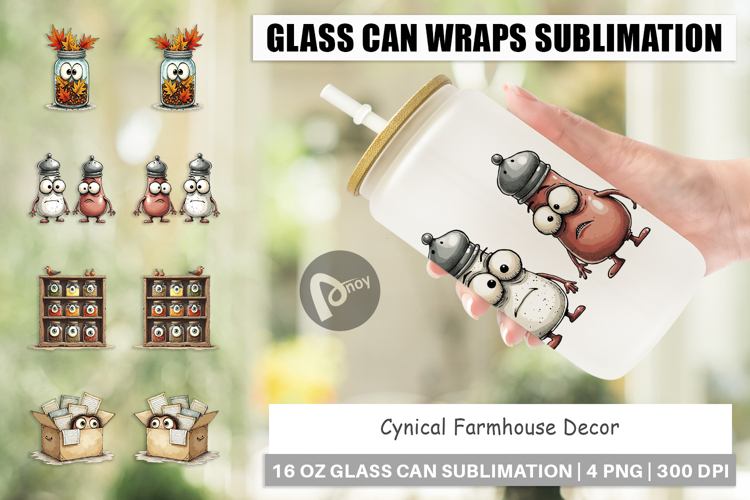 Cynical Farmhouse Glass Can