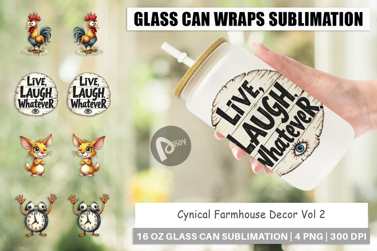 Cynical Farmhouse Glass Can