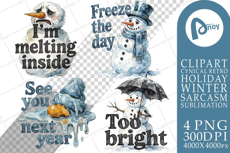 Cynical Melting Snowmen Sublimation example image 1