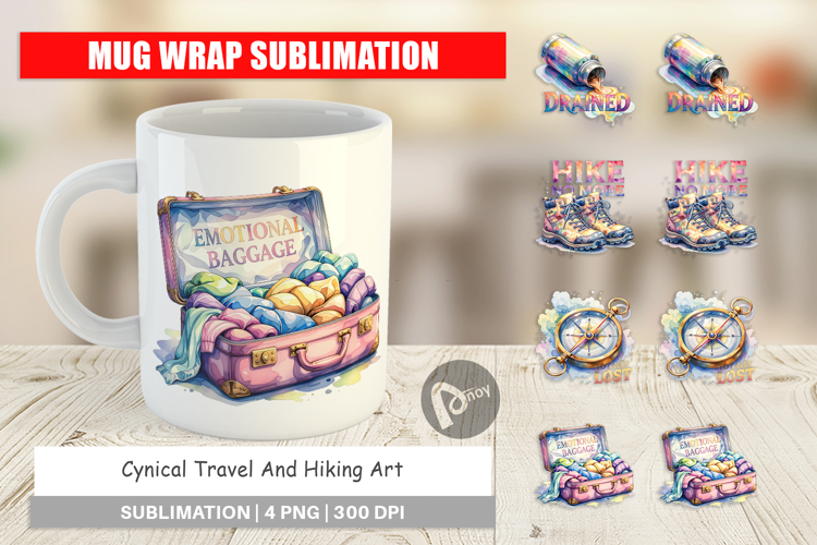 Cynical Travel Hiking Art Mug Wrap