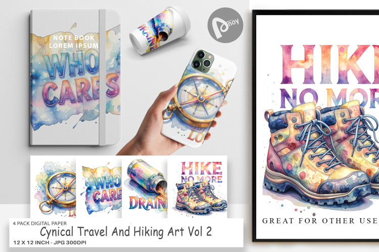 Cynical Travel Hiking Art Digital Paper