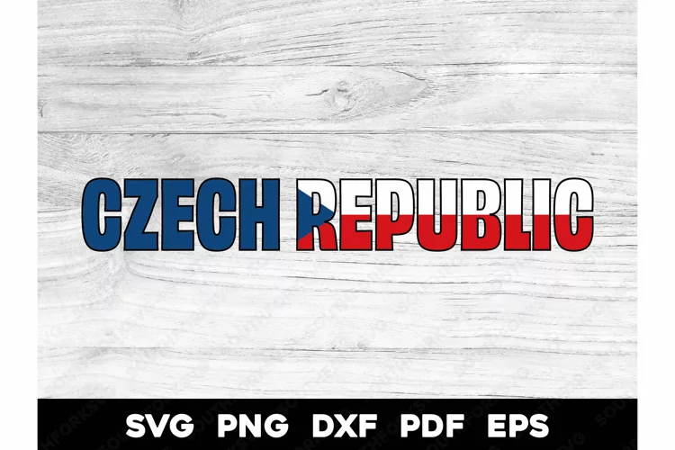 Czech Republic Country Flag Name Design SVG PNG DXF EPS PDF