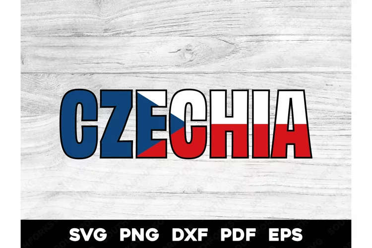 Czechia Country Flag Name Design SVG PNG DXF EPS PDF
