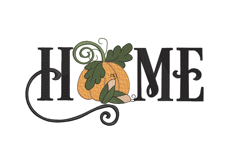 HOME Sign with Pumpkin, Machine Embroidery Design