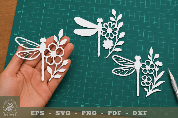Floral Dragonfly Paper Cutting Craft