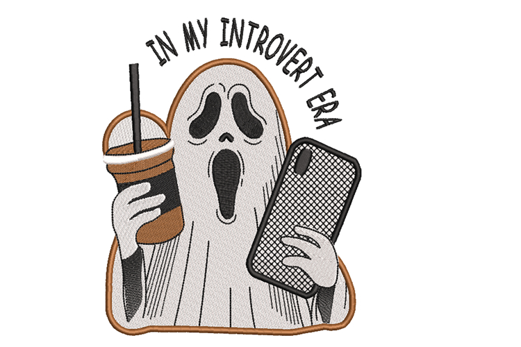 Halloween Ghost with iced coffee