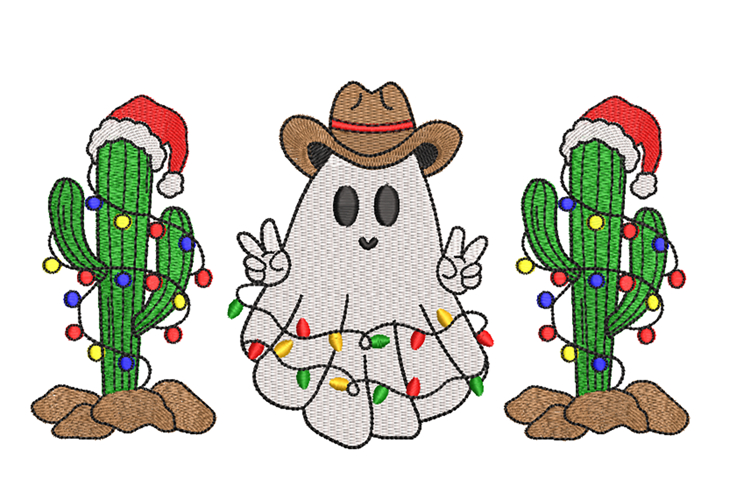 Christmas Cowboy Ghost Machine Embroidery
