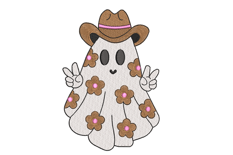 Cowboy Ghost, Halloween Machine Embroidery Design.