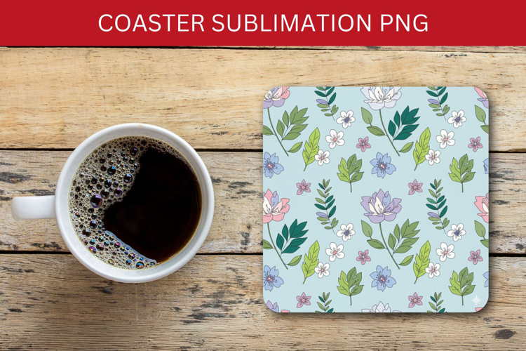 square coaster seamless pattern - flowers