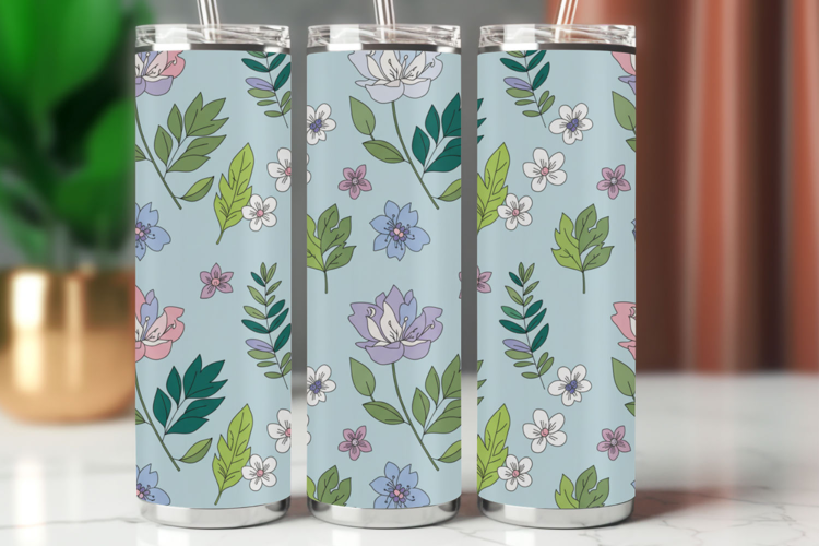 Tumbler Wrap Seamless Pattern - flowers