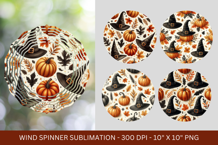 wind spinner - pumpkins witch hat