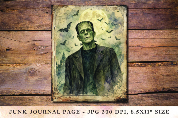 Junk Journal Pages - halloween frankenstein