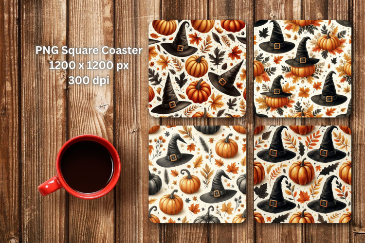 keychain sublimation - floral pumpkin witch hat