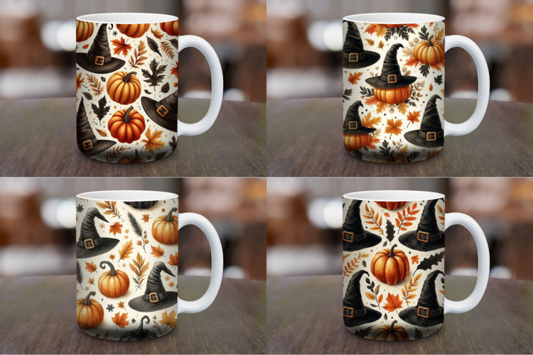 Mug Wrap Sublimation - halloween pumpkin witch hat