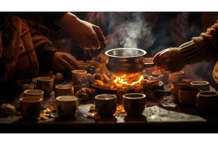 background asian tea drink tibetan ai generated