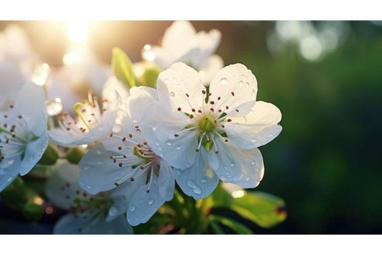 floral season white morning close ai generated