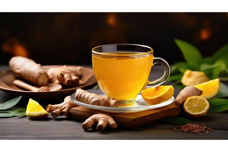 food healthy tea drink turmeric ai generated