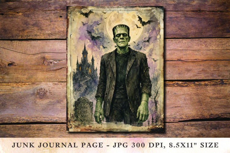 Junk Journal Pages - halloween frankenstein