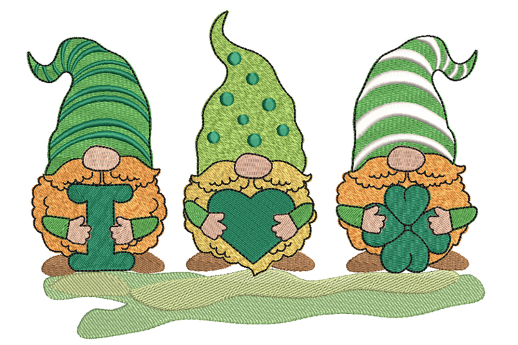 Irish Gnomes, St. Patrick Machine embroidery design
