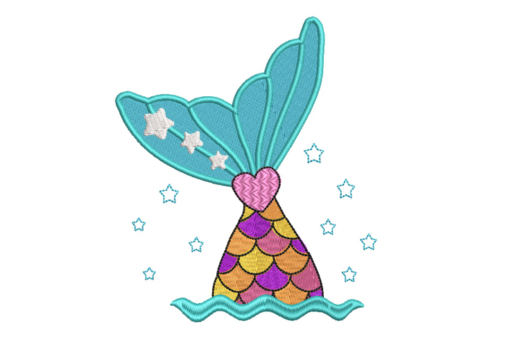 Mermaid Tail Machine Embroidery Design
