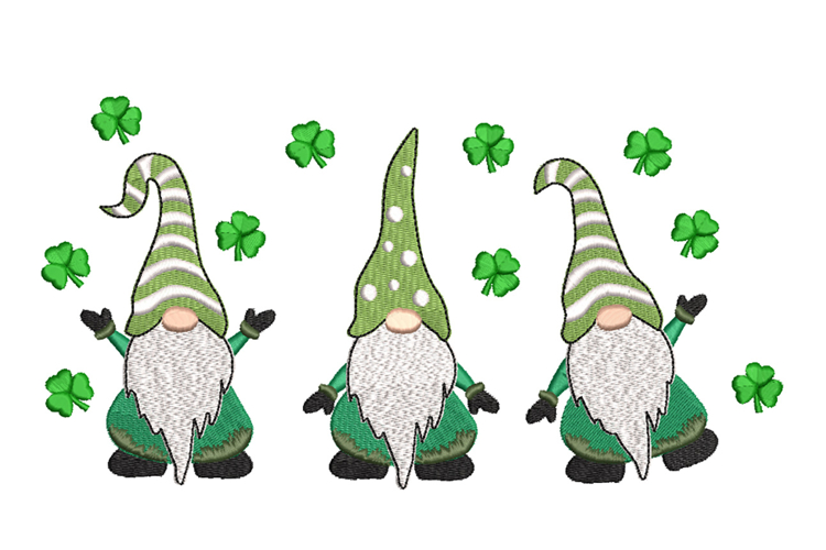 Irish Gnomes, St. Patrick Machine embroidery design