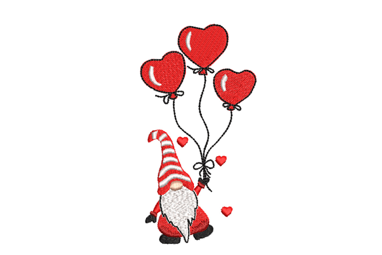 Valentine Gnome Machine embroidery design