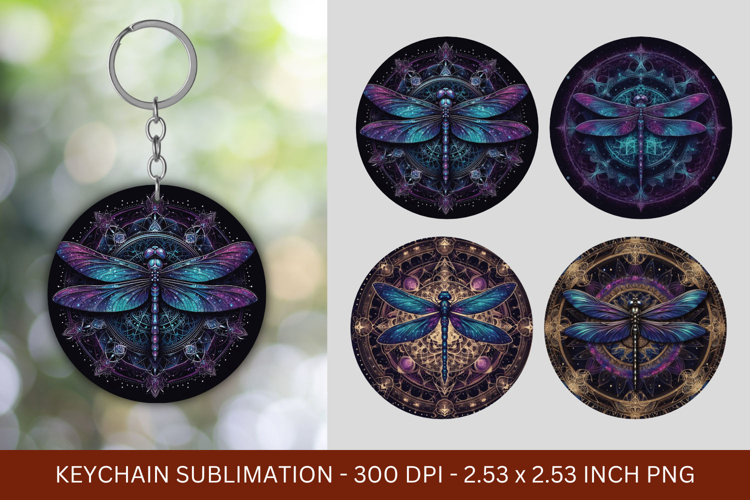 keychain sublimation - cosmic dragonfly