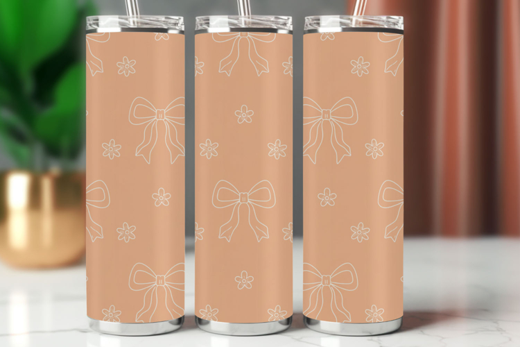Tumbler Wrap Seamless Pattern - flower ribbon