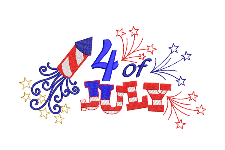 Happy 4th of July, Independence Day Machine Embroidery Desig