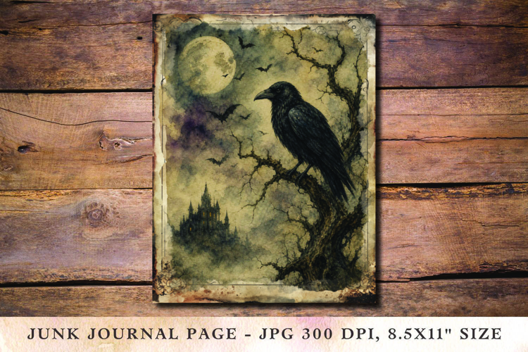 Junk Journal Pages - halloween crow