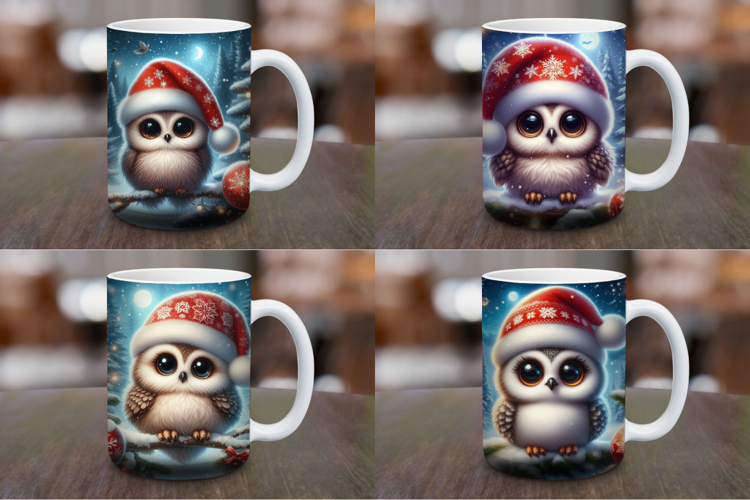 Mug Wrap Sublimation - christmas santa owl