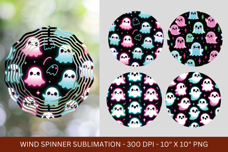 wind spinner png sublimation - ghost pattern halloween