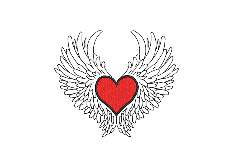 Heart with wings, Machine Embroidery File