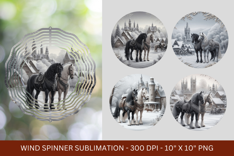 wind spinner - white christmas horse