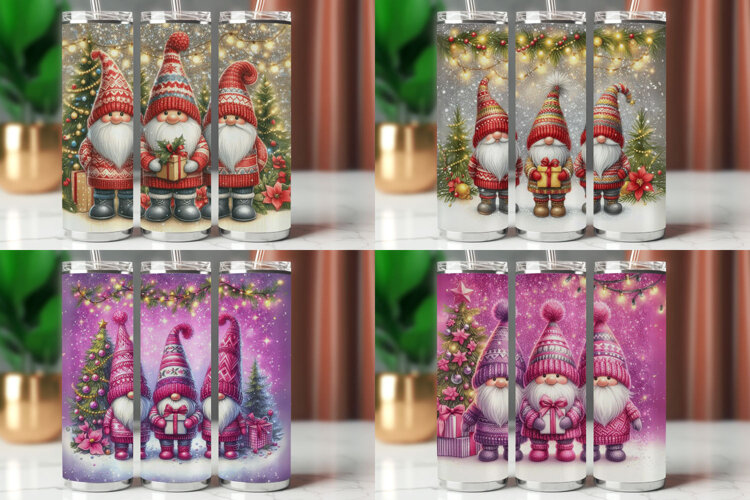 Tumbler Wrap 20 oz - christmas glitter gnome santa example image 1
