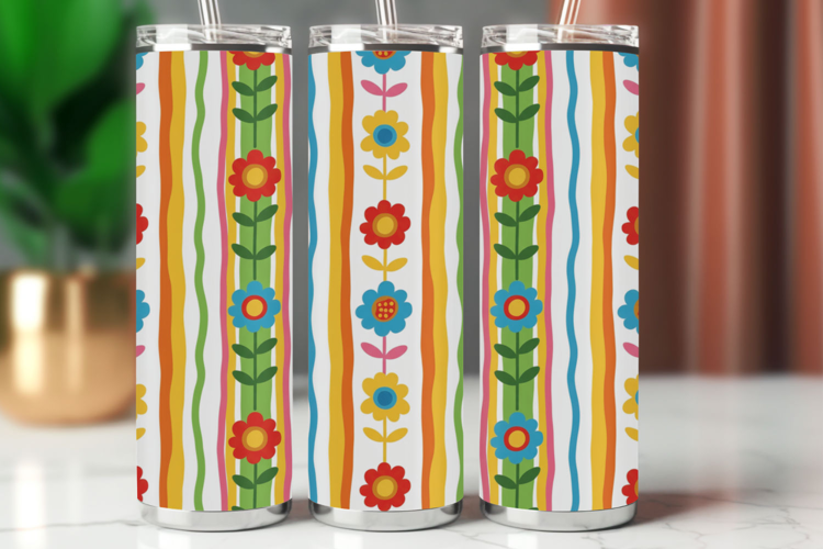 Tumbler Wrap Seamless Pattern - flowers